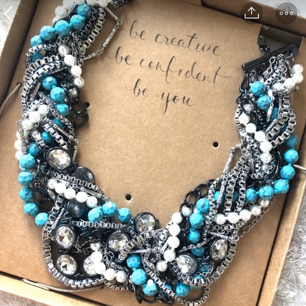 Turquoise Chain Torsade Necklace.